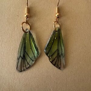 Elegant Green Wing Earrings
